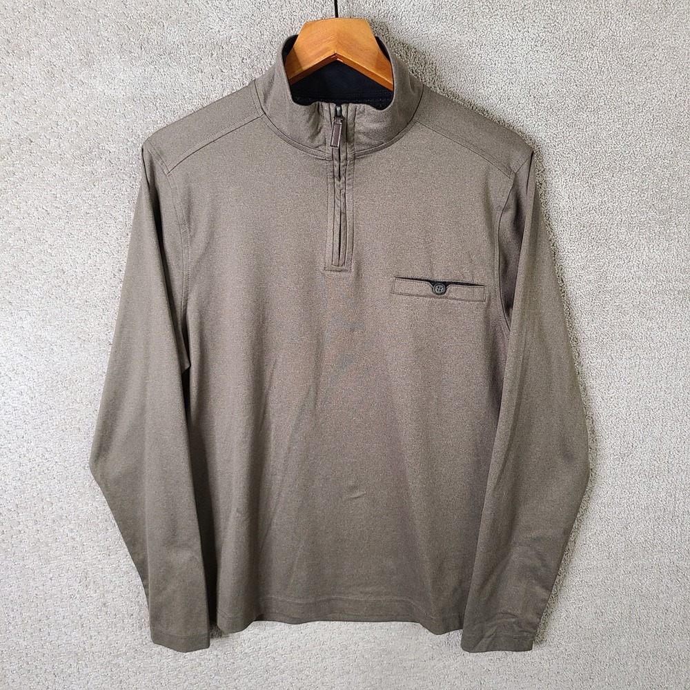 Age of Wisdom Pullover Mens S Brown Quarter‎ 1/4 Zip Sweater Lightweight Stretch